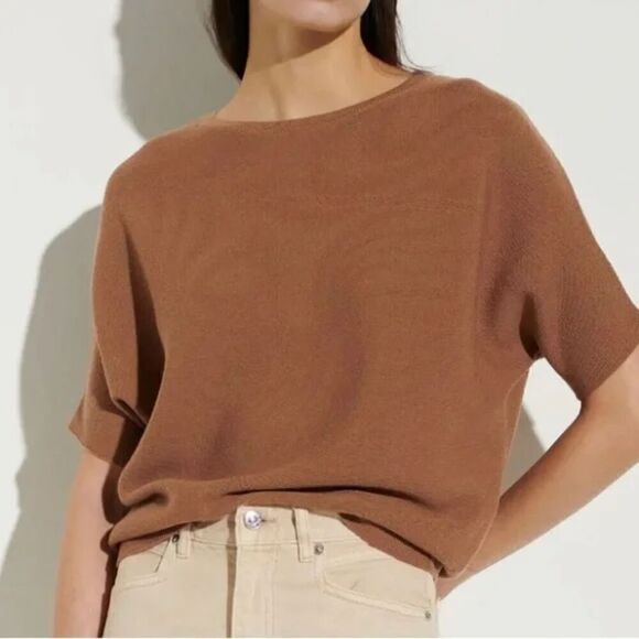 The Reset Women's Size XS R Label Essential Pullover Tan Dolman Wool Sweater - Picture 5 of 13